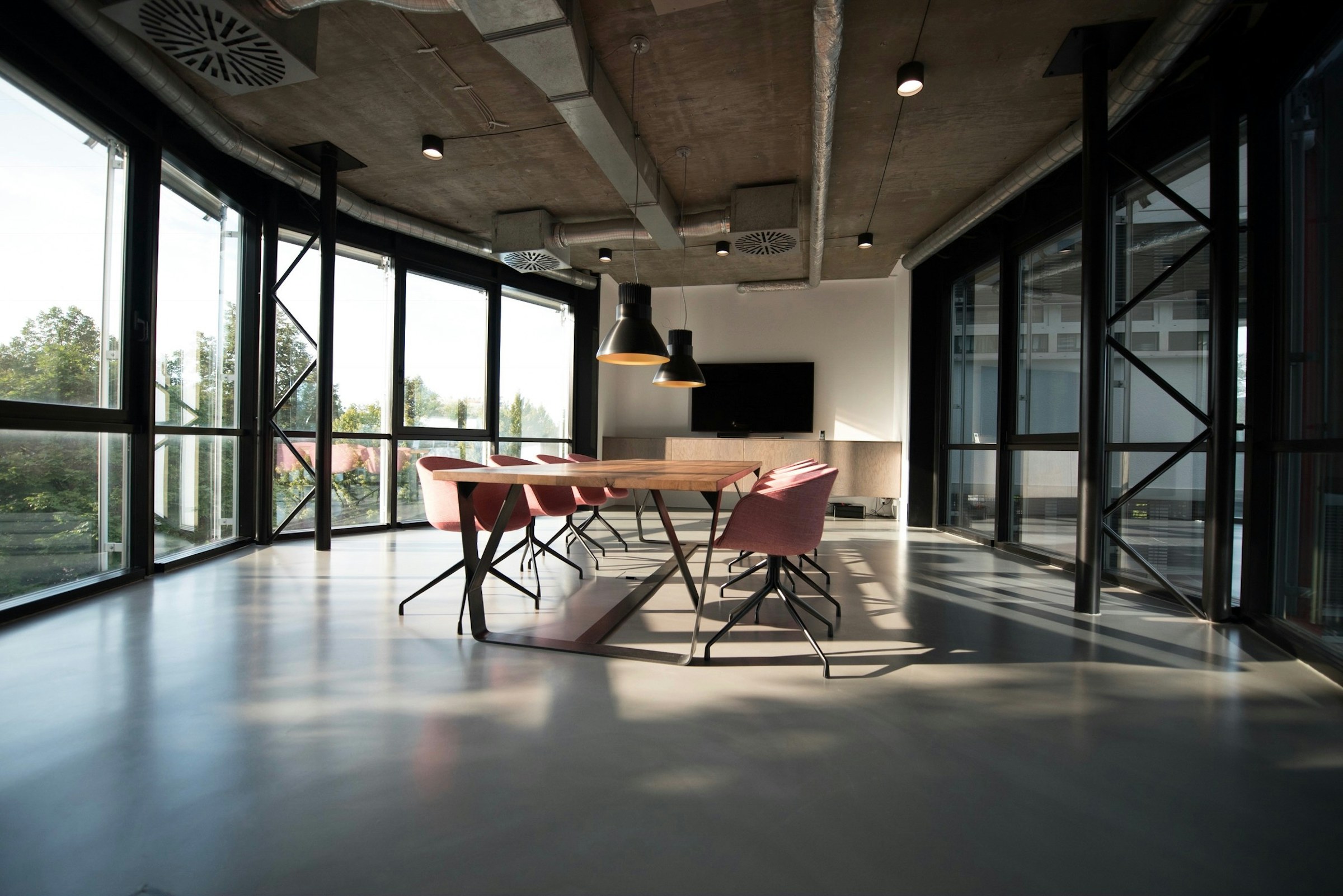 A quiet workspace inside a contemporary European building